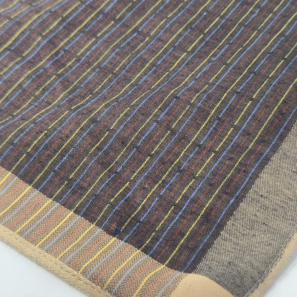 Vintage Woven Striped Pocket Squares Lot of 2 Plum Pink Brown Mens Handkerchiefs - Picture 5 of 7